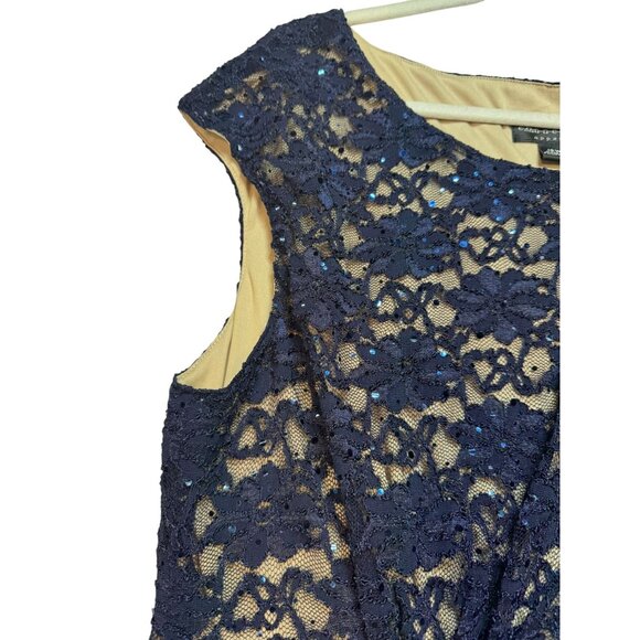 Connected Apparel Womens Lace & Draped Maxi Evening Dress 18W Navy Blue - Picture 12 of 16